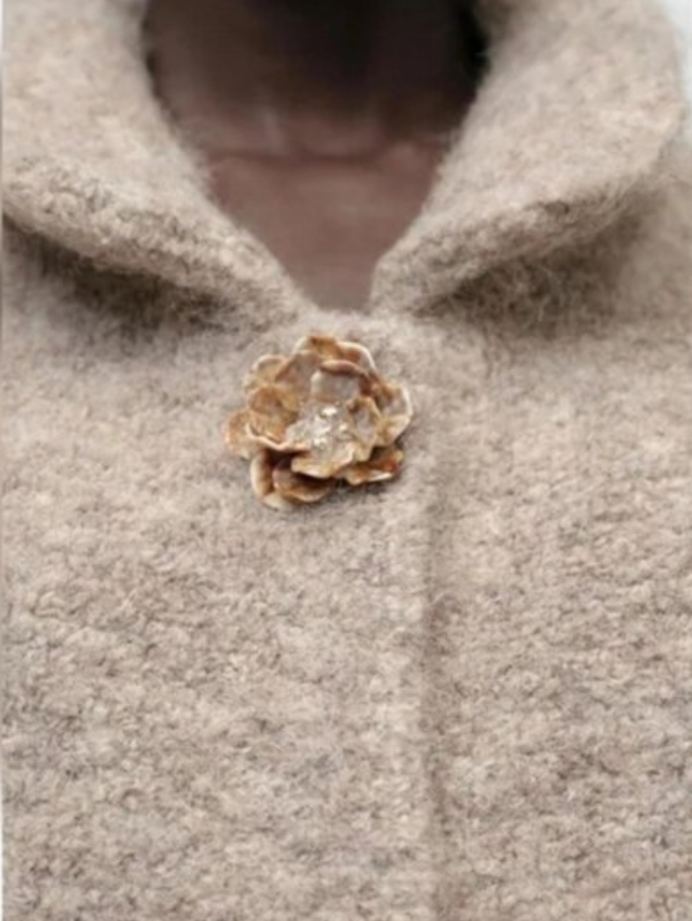 ZARA FAUX FUR KNIT CARDIGAN WITH FLOWER BUTTONS Size S - Picture 4 of 11